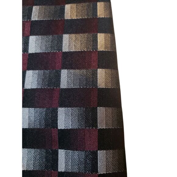 Joseph & Feiss Mens Tie Necktie Designer Luxury Black Gray Burgundy Geometric - Picture 2 of 12